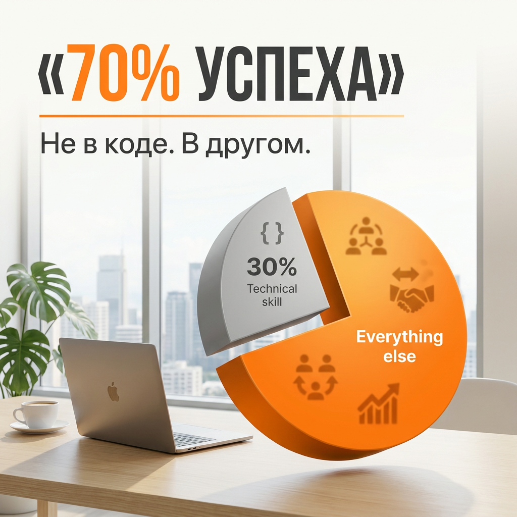 Ты можешь писать чистый код. Знать три фреймворка. Держать в голове всю архитектуру проекта.
