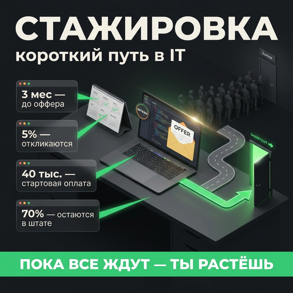 🚀 Стажировка — самый короткий путь в IT. Почему её ищут единицы